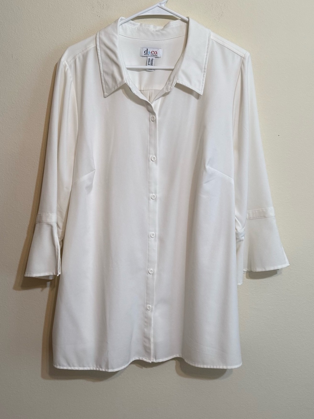 Denim & Co Classic White Button-Front Women's Blouse 2X